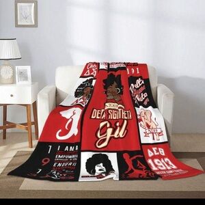 ❤️🖤🤍Delta Sigma Theta Red and Black Fleece Blanket